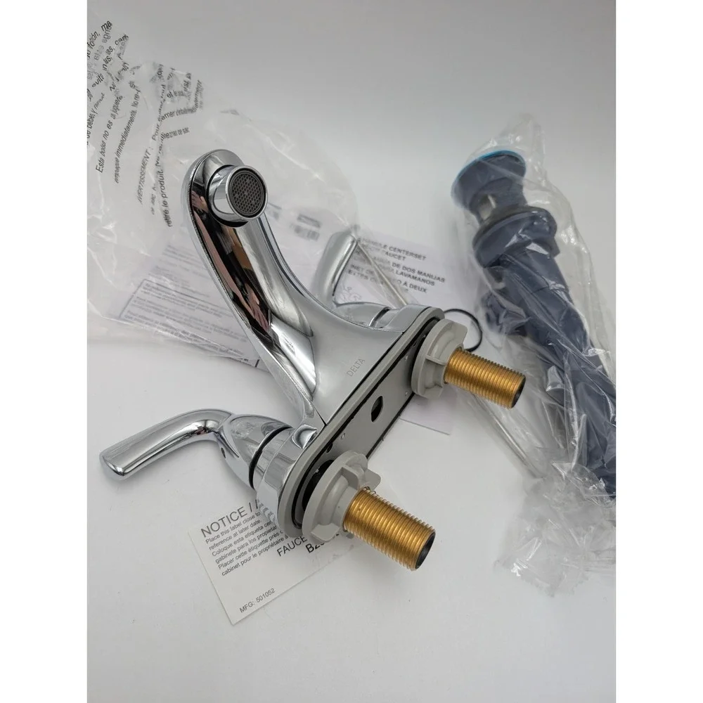 Delta Foundations 4 in. Centerset Bathroom Faucet in Chrome, B2510LF-PPU‎
